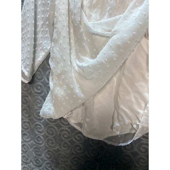 Miami Textured Dot Off The Shoulder Blouse White Sheer Sleeve Size M - Picture 4 of 10